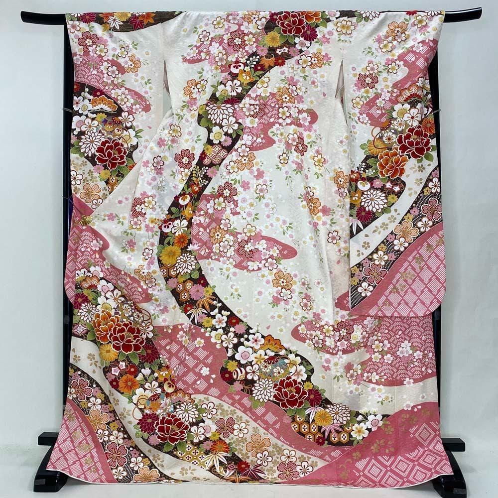 振袖フルセット 白 ピンク 成人式 草履バック付き 帯 小物一式 S-191