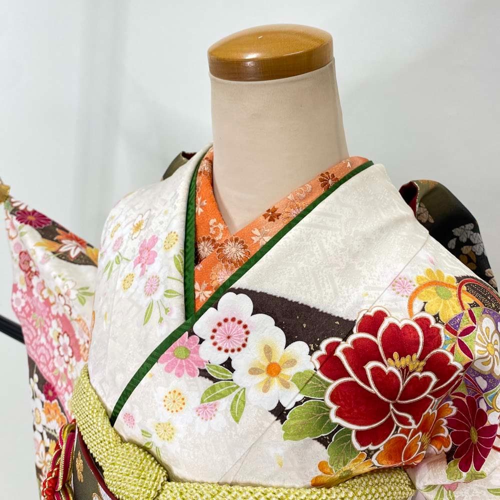 振袖フルセット 白 ピンク 成人式 草履バック付き 帯 小物一式 S-191
