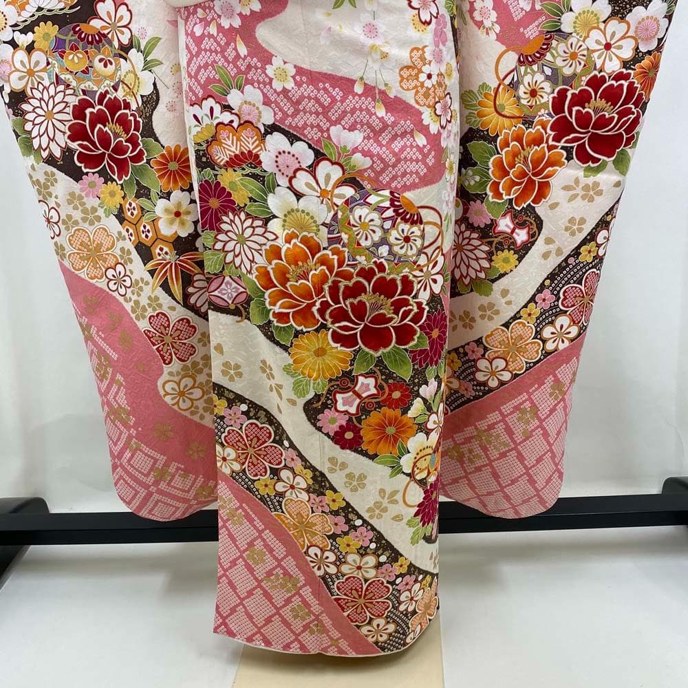 振袖フルセット 白 ピンク 成人式 草履バック付き 帯 小物一式 S-191