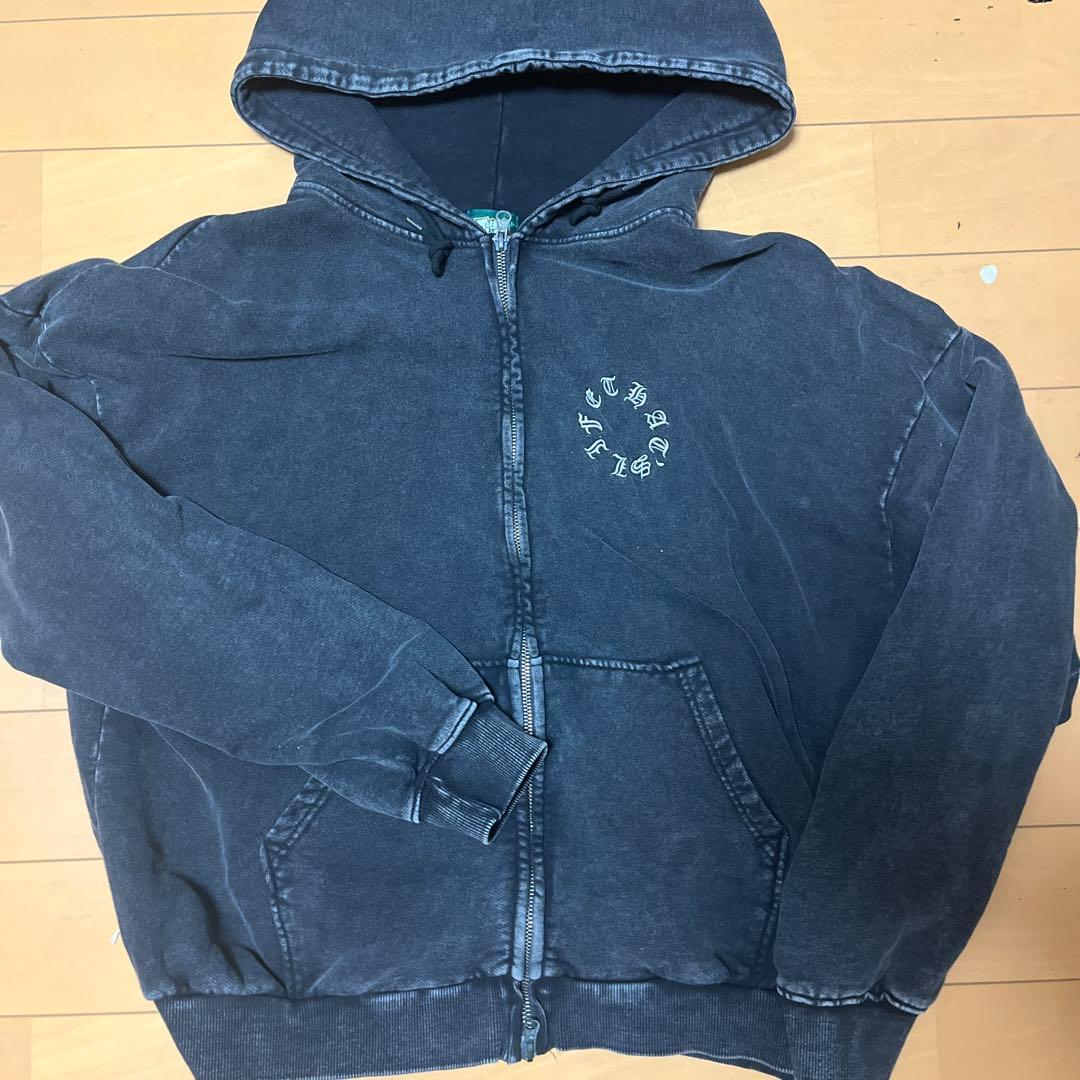 that's lifeブラック ジップアップパーカー プリント