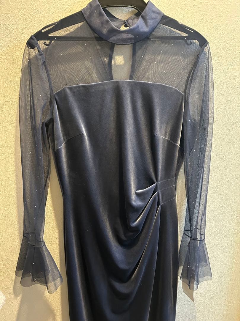 SNIDEL スナイデル　シアードッキングベロアドレス ネイビー 0サイズ