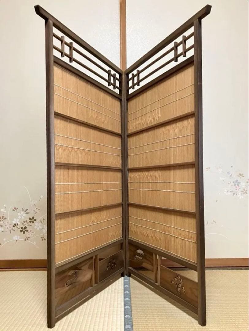 年末年始お値下げ　簾戸　衝立　漆塗り　ビンテージ　もう作れない　明治時代　建具