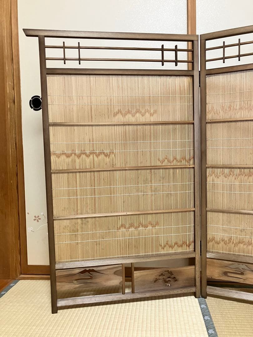 年末年始お値下げ　簾戸　衝立　漆塗り　ビンテージ　もう作れない　明治時代　建具