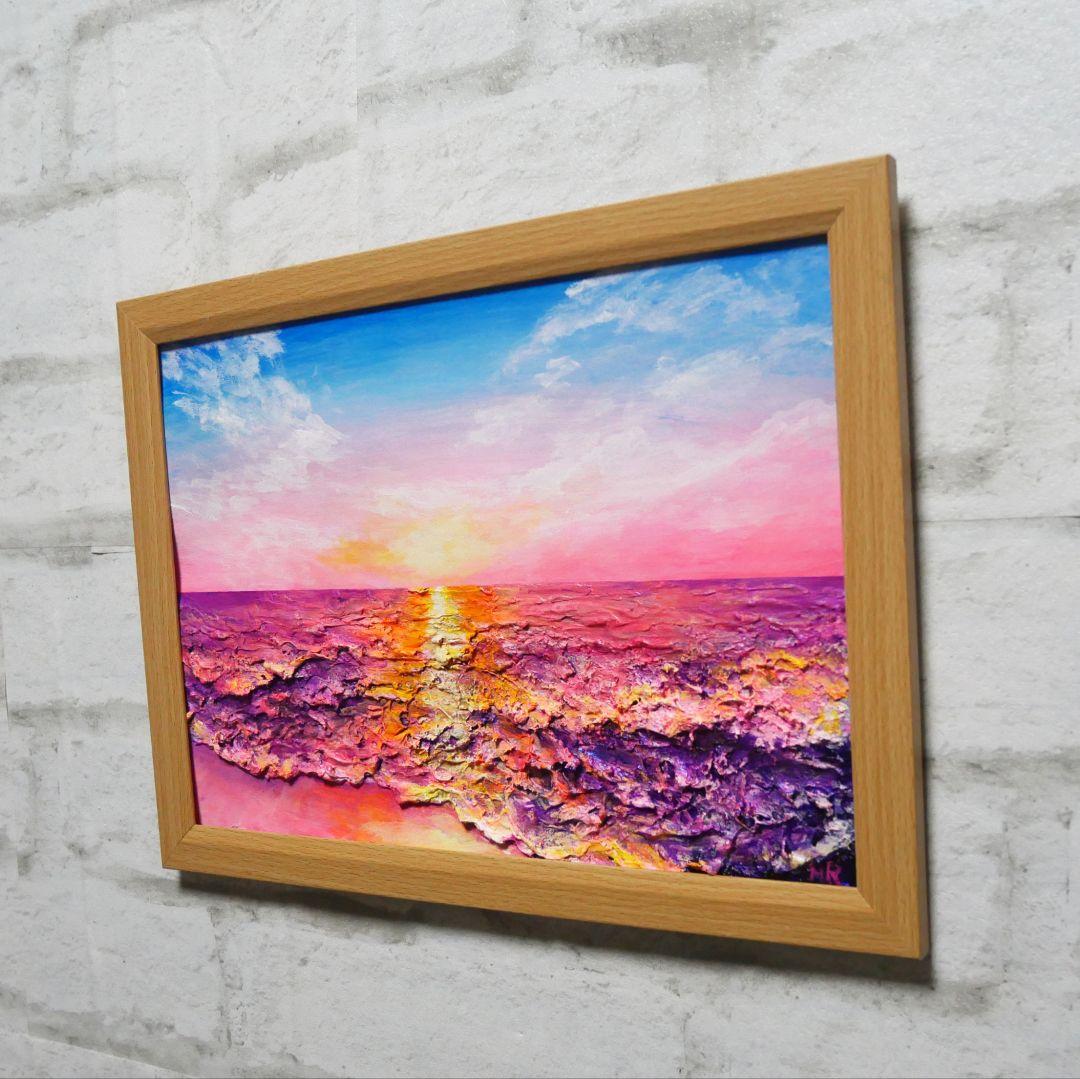 油絵 絵画 【ピンクの夕焼け】