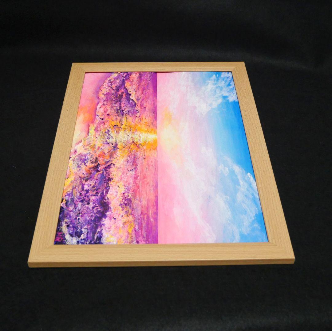 油絵 絵画 【ピンクの夕焼け】