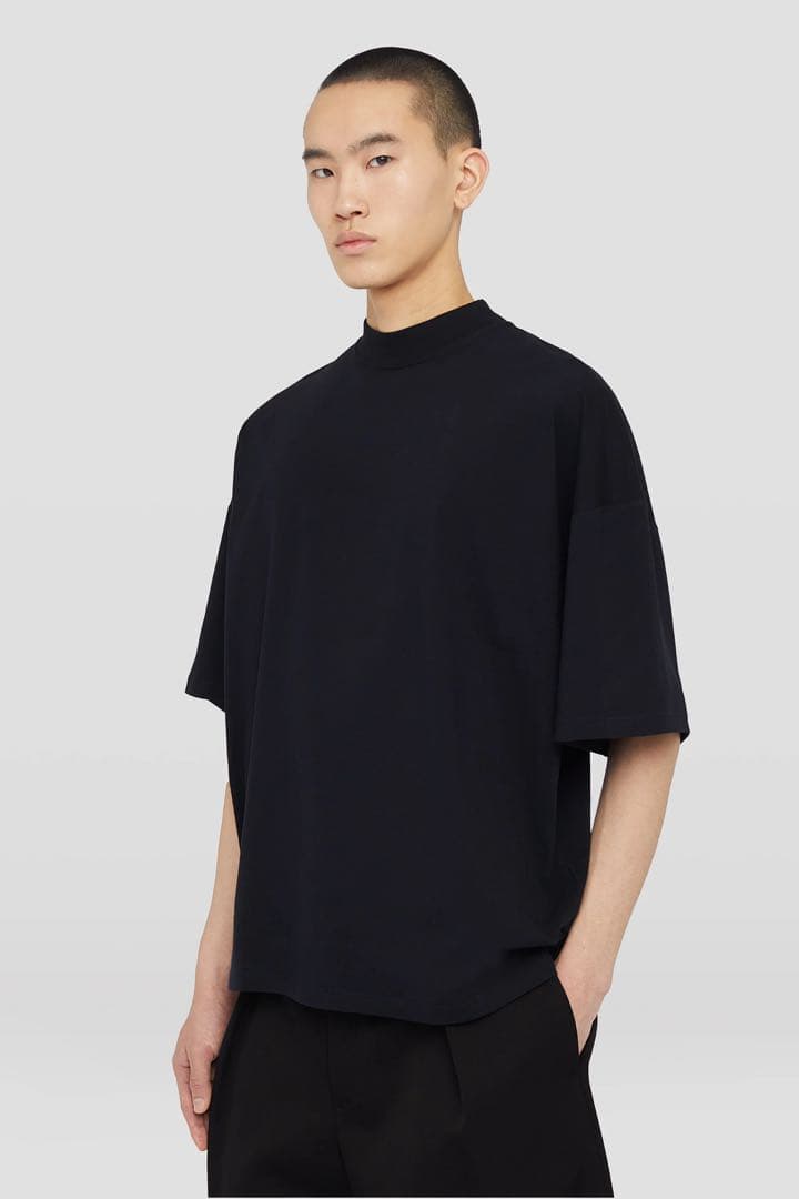 JIL SANDER コットン モックネックTシャツ M インディゴ