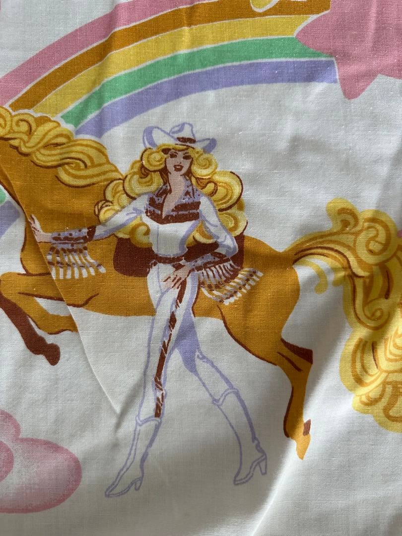 1981年バービーBarbieシーツ古着ヴィンテージ ナイルパーチ　ムチャチャ