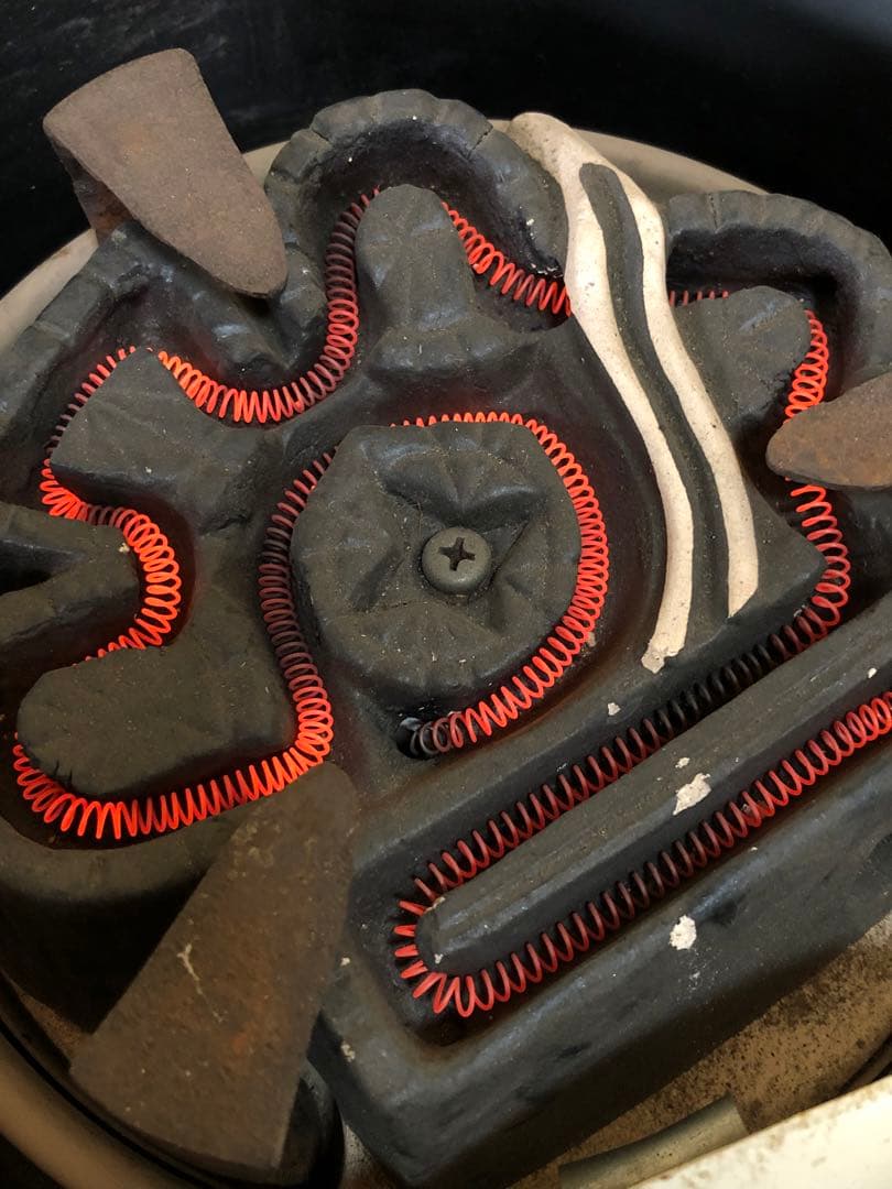 《R》野々田式 風炉型電熱器 黒真塗 B 小板付 元箱付 ① 1f