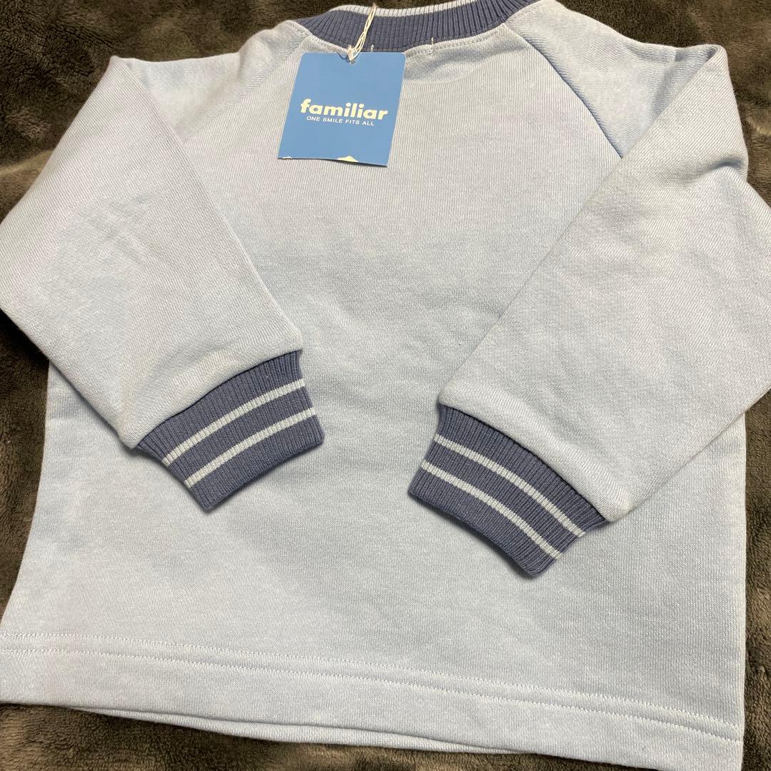 新品未使用familiarファミリア★車のワッペン刺繍の可愛いトレーナー★80