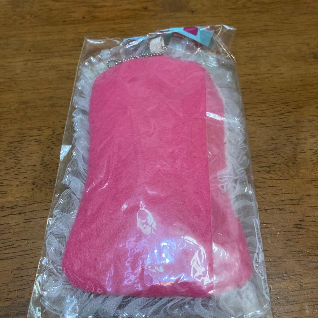 クッションキーホルダー、うさぎフリルフェルト