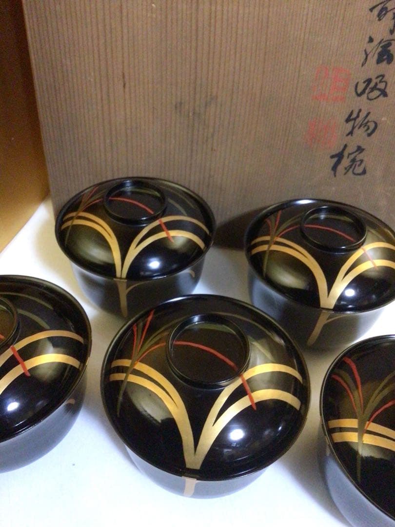 可愛い形のお椀５客セット 共箱付き