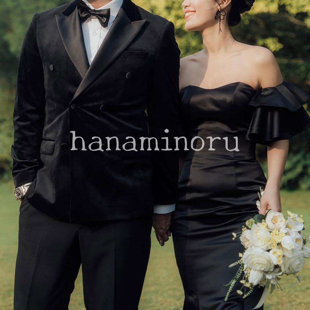 披露宴　結婚式　ドレス　前撮り　黒　パーティー　街撮り　二次会　お色直し　秋婚