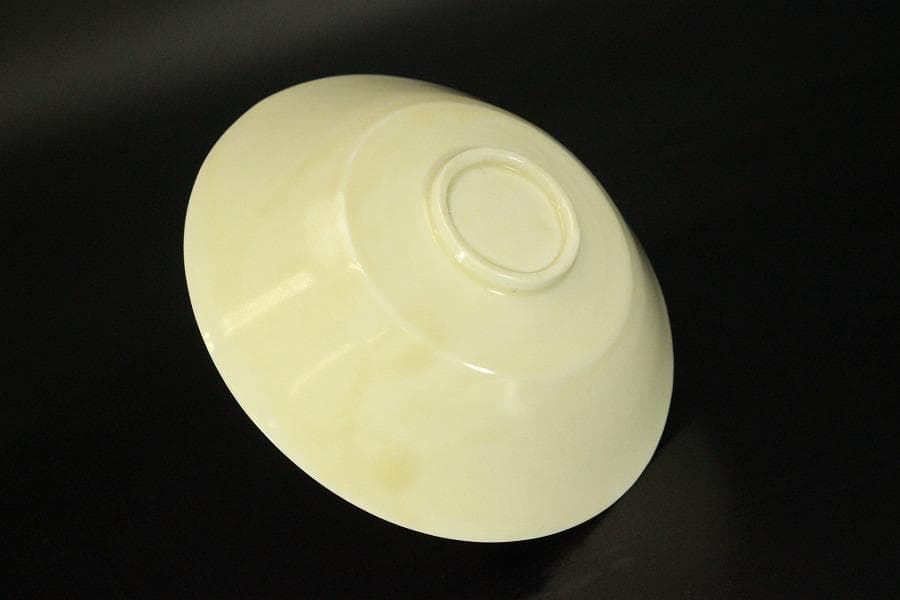 中国美術 白磁 草花鳥紋 碗 φ14.2cm(HA446)