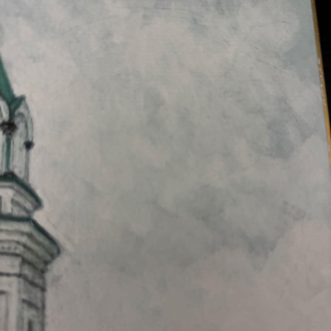 [作者不詳] ￼水彩・ガッシュ併用画　「函館ハリストス正教会」　額装原画　風景画