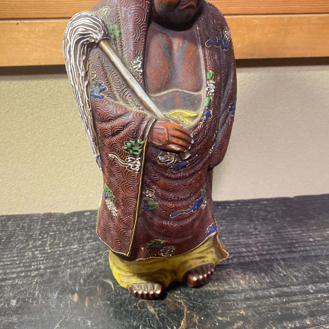 古九谷　色絵達磨図置物　30cm11cm12cm