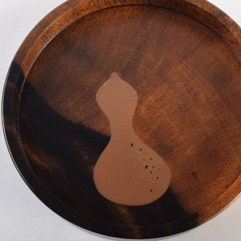 茶道具　正博作　黒柿製　六瓢蒔絵　香合　共布共箱　V　9034