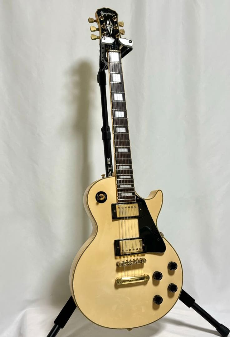 【新品弦張替済】Epiphone エレキギター レスポール カスタム ホワイト