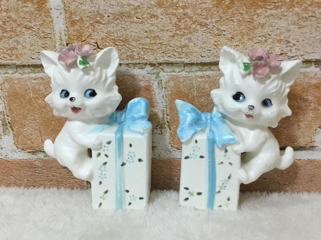 レア ヴィンテージ Lefton 陶器 ソルト＆ペッパー ネコ 美品