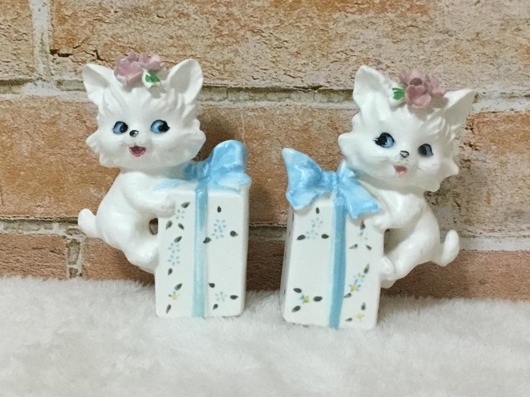 レア ヴィンテージ Lefton 陶器 ソルト＆ペッパー ネコ 美品