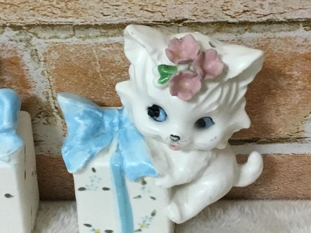 レア ヴィンテージ Lefton 陶器 ソルト＆ペッパー ネコ 美品