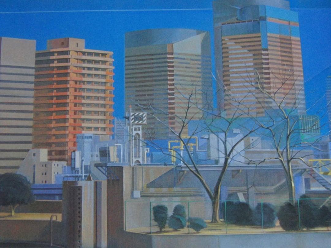 太田洋三、【築地川水門】、希少な額装用画集より、新品額装付