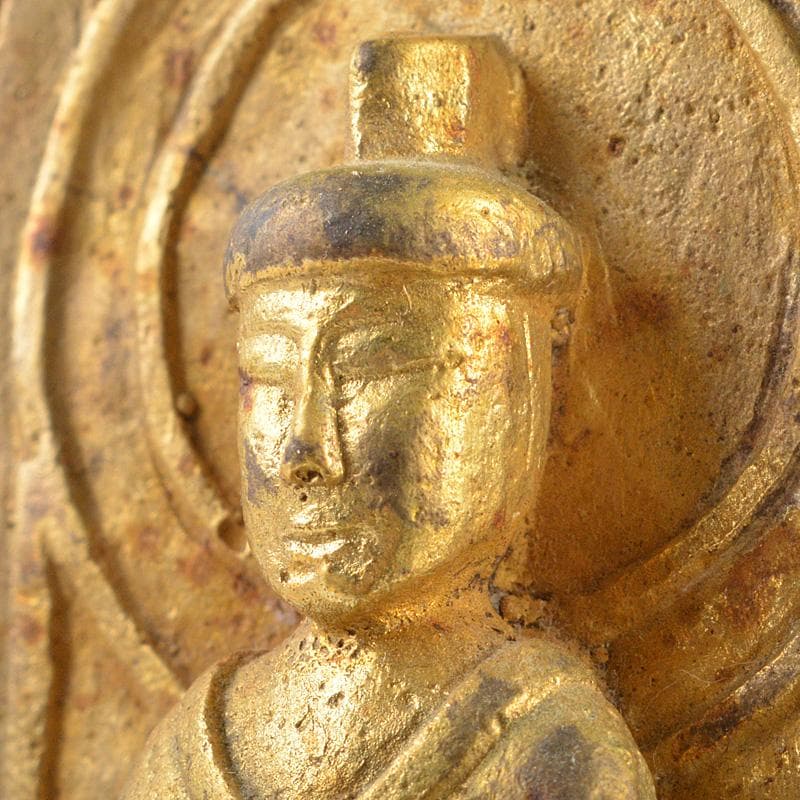 仏教美術　高麗～李朝時代　古銅鍍金　弥勒菩薩半跏像　時代箱　M　R7420