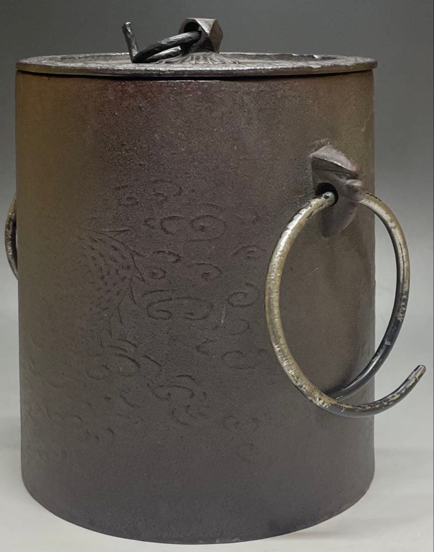 人間国宝　高橋敬典　雲龍釜　釜釻　共箱　L113