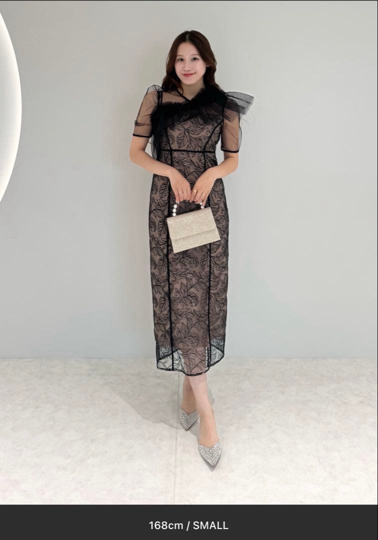 【@】LEJA 3WAYフラワーチュールアシンメトリーIラインドレス