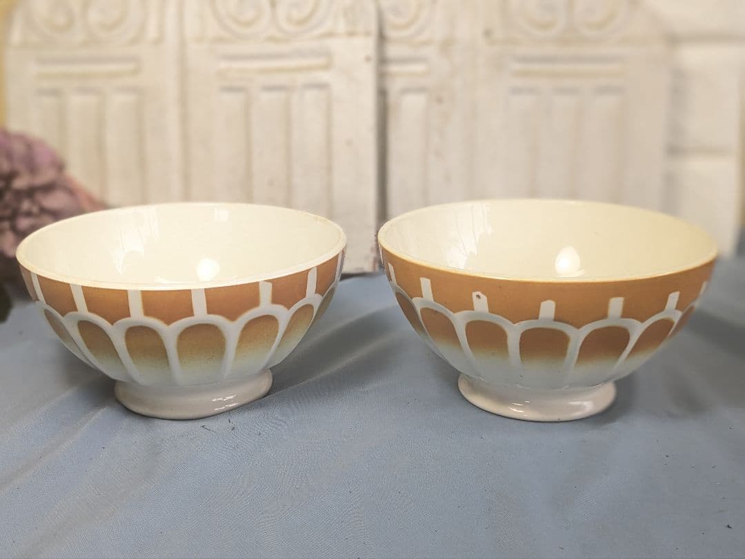 フランス アンティーク Luneville カフェオレボウル 直径15cm ペア