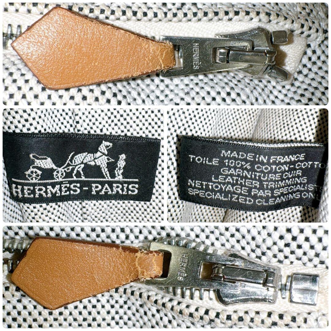 エルメス フールトゥPM ハンド トート バッグ グレー ブラック ストライプ