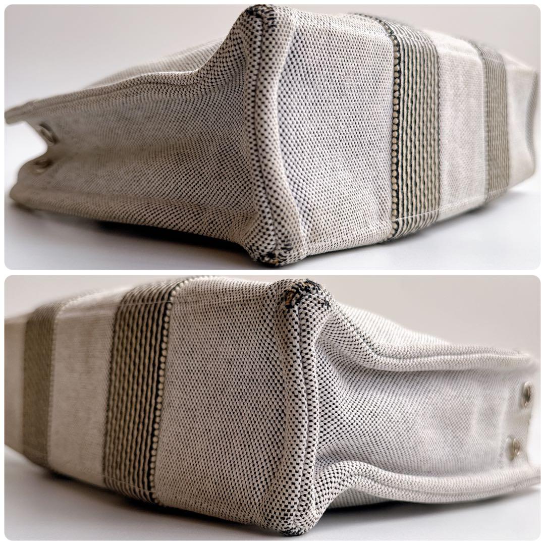 エルメス フールトゥPM ハンド トート バッグ グレー ブラック ストライプ