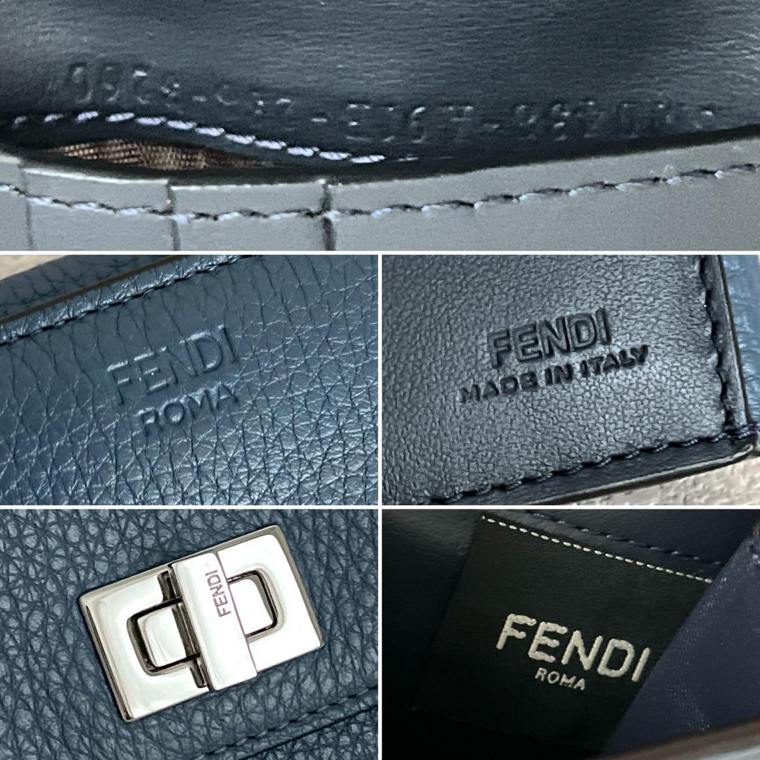 未使用級✨ FENDI ピーカブー 二つ折り財布 セレリア ブルーグレー レザー