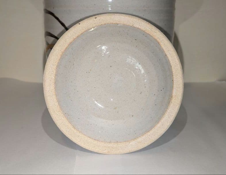 『陽炎園』月に雁絵　耳付き水指　細水指　膳所焼　茶道具　共箱共布　秋月見