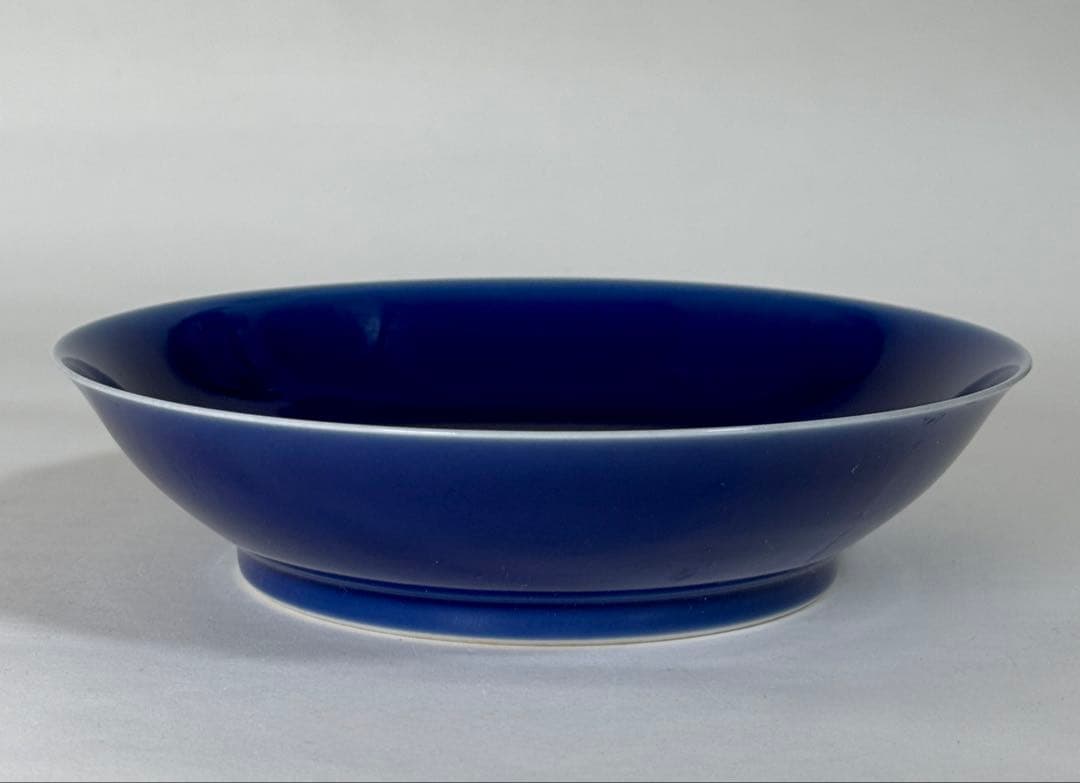 清時代　皿　藍釉　大清咸豊年製