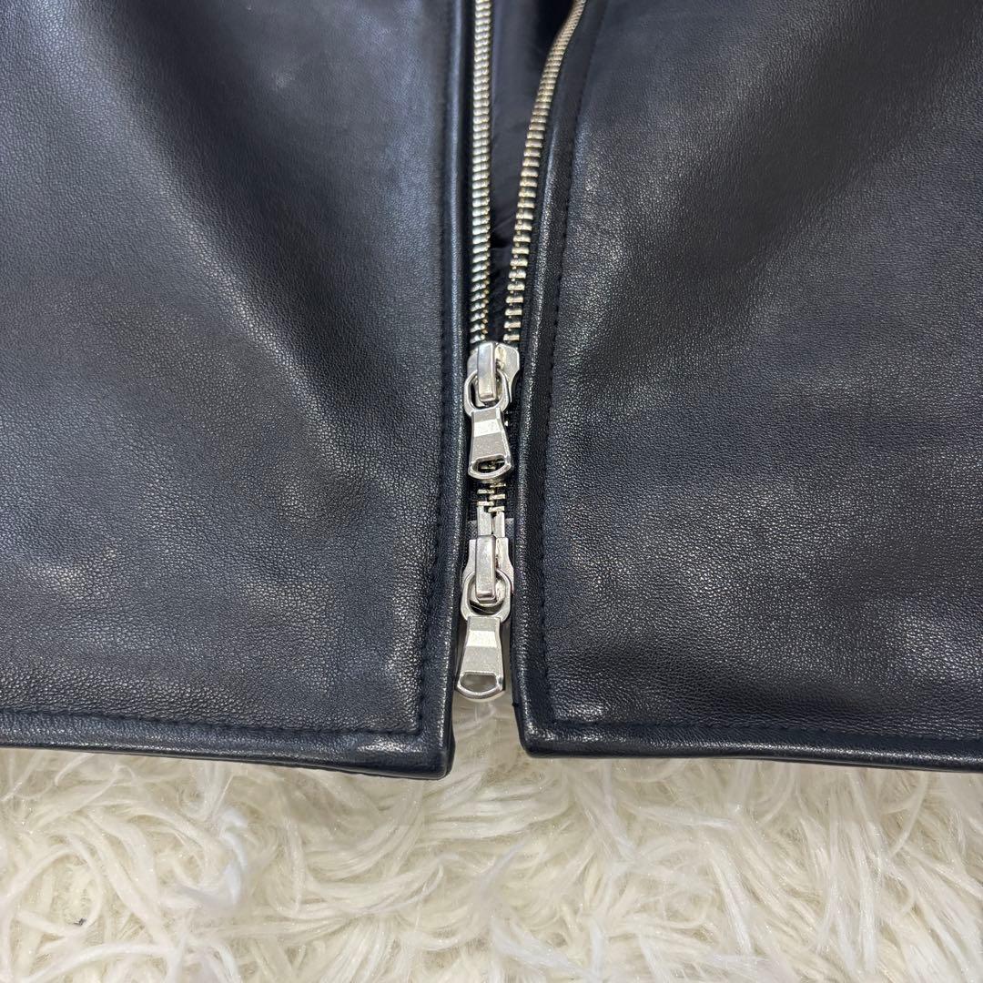 エディフィス XL ラムレザー シングルライダースジャケット 黒 大きいサイズ