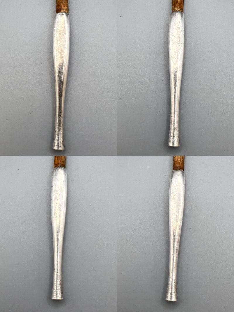 江戸明治時代　月と動物鉄金具　水晶玉根〆　純銀製キセル　重量約125g