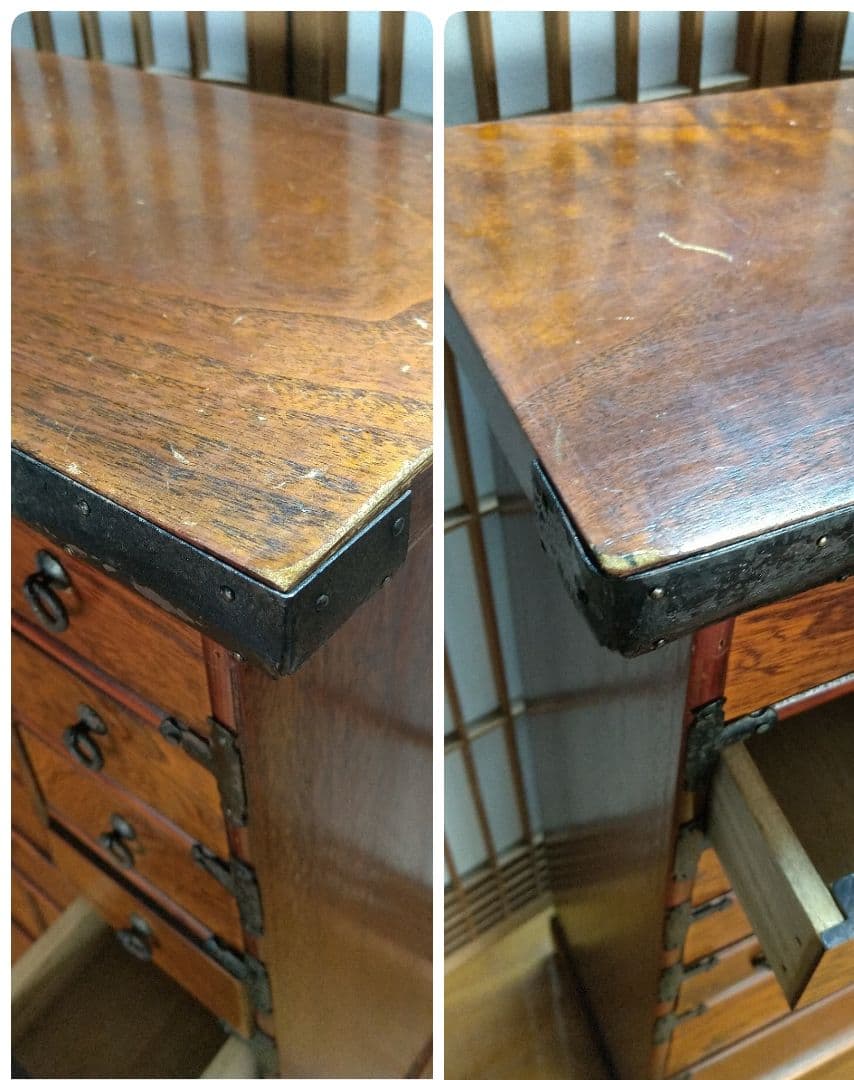 アンティーク！伝統的な和風 古木の薬箪笥 小15個・中2個・大1個の引き出し付き