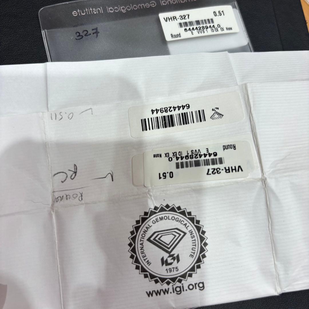 ♪ラボグロウンダイヤモンド　0.51ct Eカラー　VVS1 IGI鑑定書