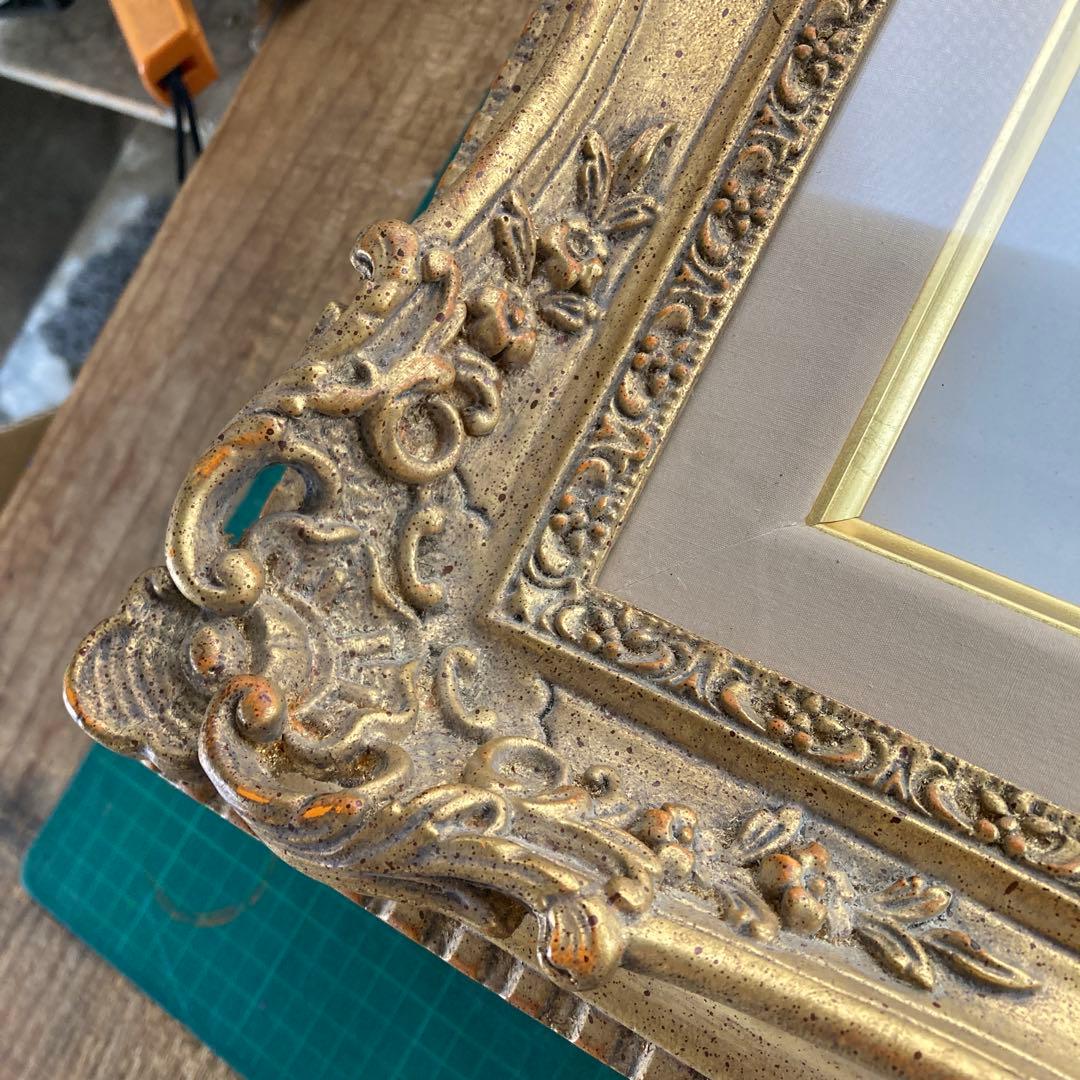 金装飾 P8号 油彩額縁 ゴールドフレーム 布袋 箱付き