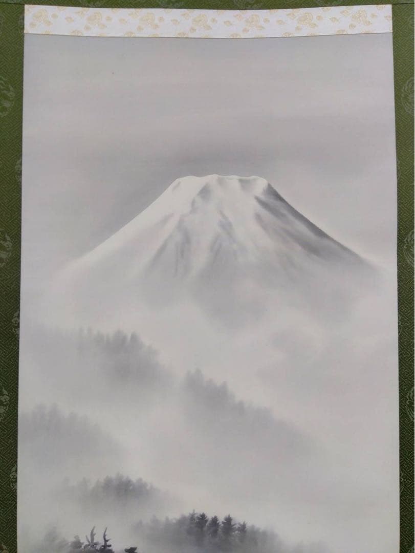 掛け軸　彩色山水　高橋晨