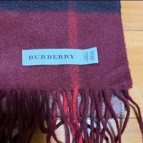 バーバリー　マフラー　ボルドーカラー　カシミヤ100%