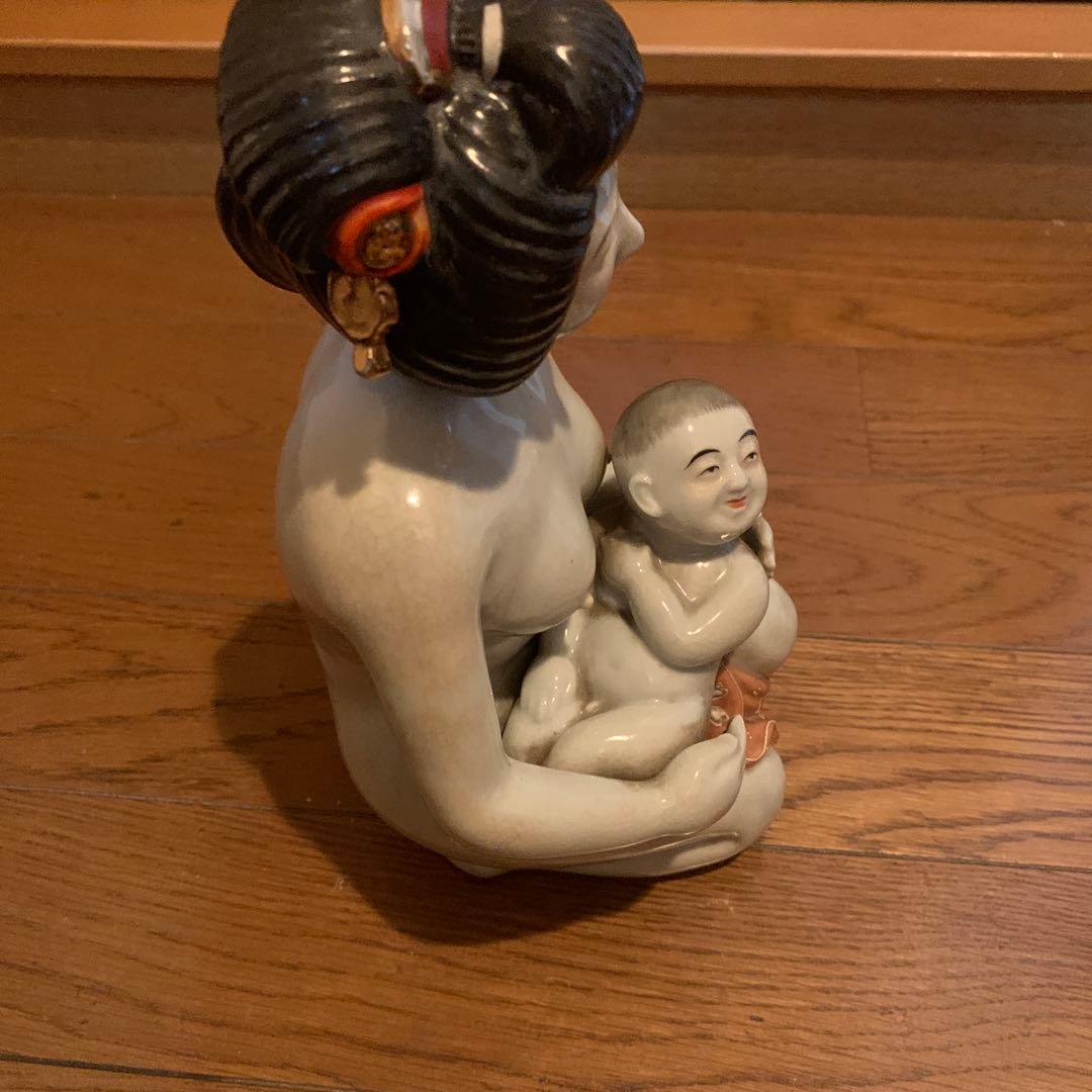 陶器の母子像　九谷焼