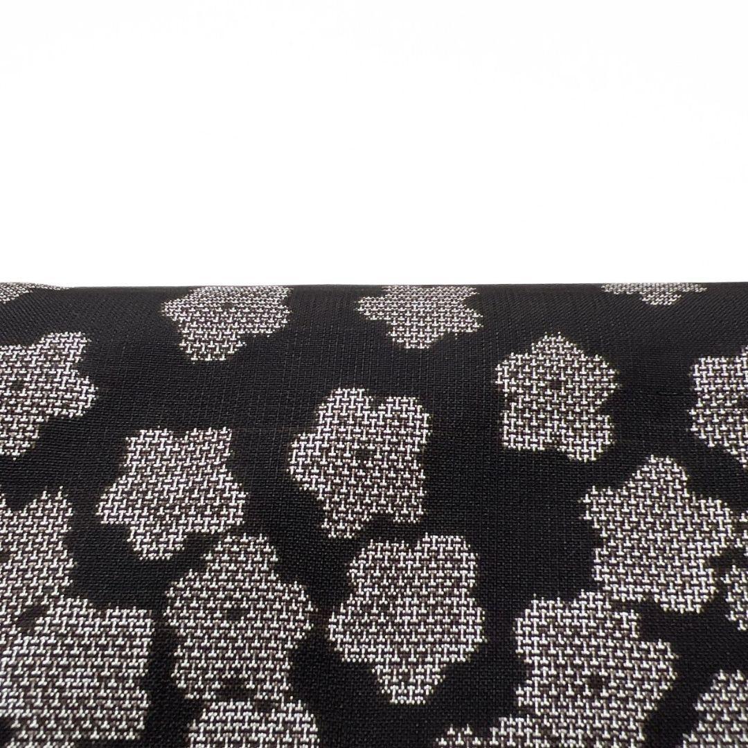 小紋　大島紬　泥染　横縞　花模様　ブラウン　着物　053a p