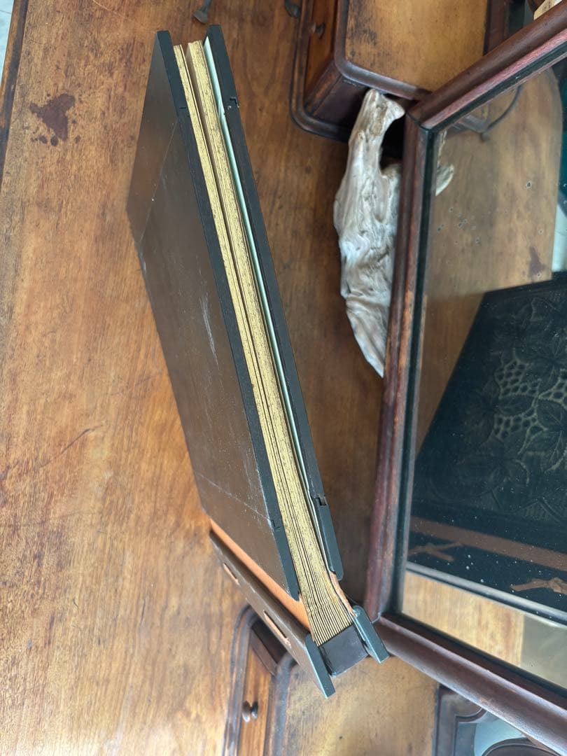 葡萄と葉のレリーフ装飾 ぶどう木製アートアルバムノートアンティークヴィンテージ