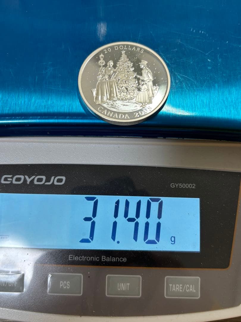 【純銀製】カナダ クリスマス・キャロルプルーフ純銀 1オンス　内外箱付き！