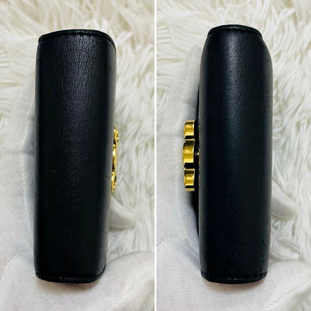 極美✨付属完備✨セリーヌ 三つ折り財布 トリオンフ レザー ブラック