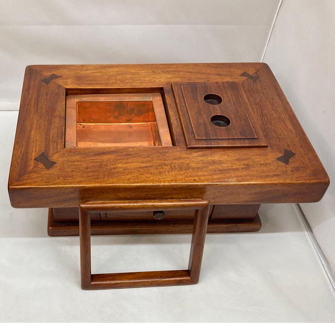 B8s 木製ミニチュア長火鉢　関西型　民芸　縮小　木工芸