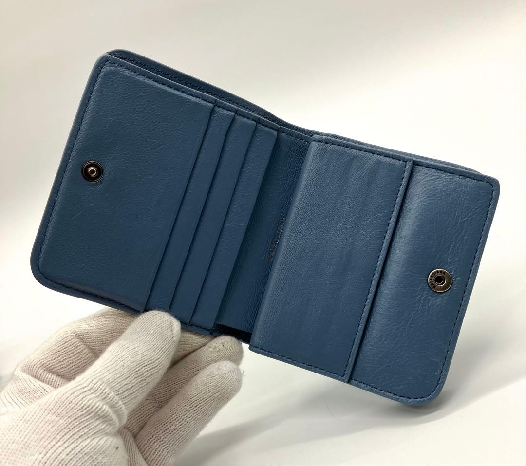 ⭐️ 希少 美品 バレンシアガ デニム コンパクト ウォレット 折り財布 ブルー