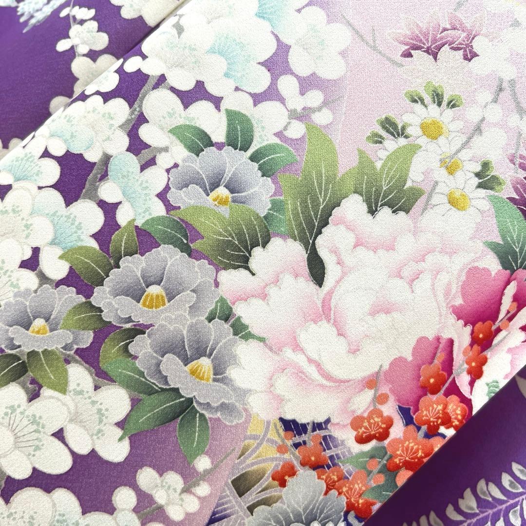 473 振袖フルセット 正絹 薄紫 桃 ピンク 金彩 駒刺繍 暈し染め お上品