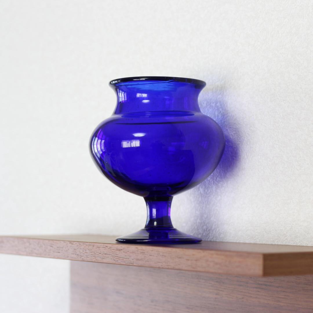 【貴重・サイン入り】エリックホグラン　Erik Hoglund　ブルー 花器花瓶